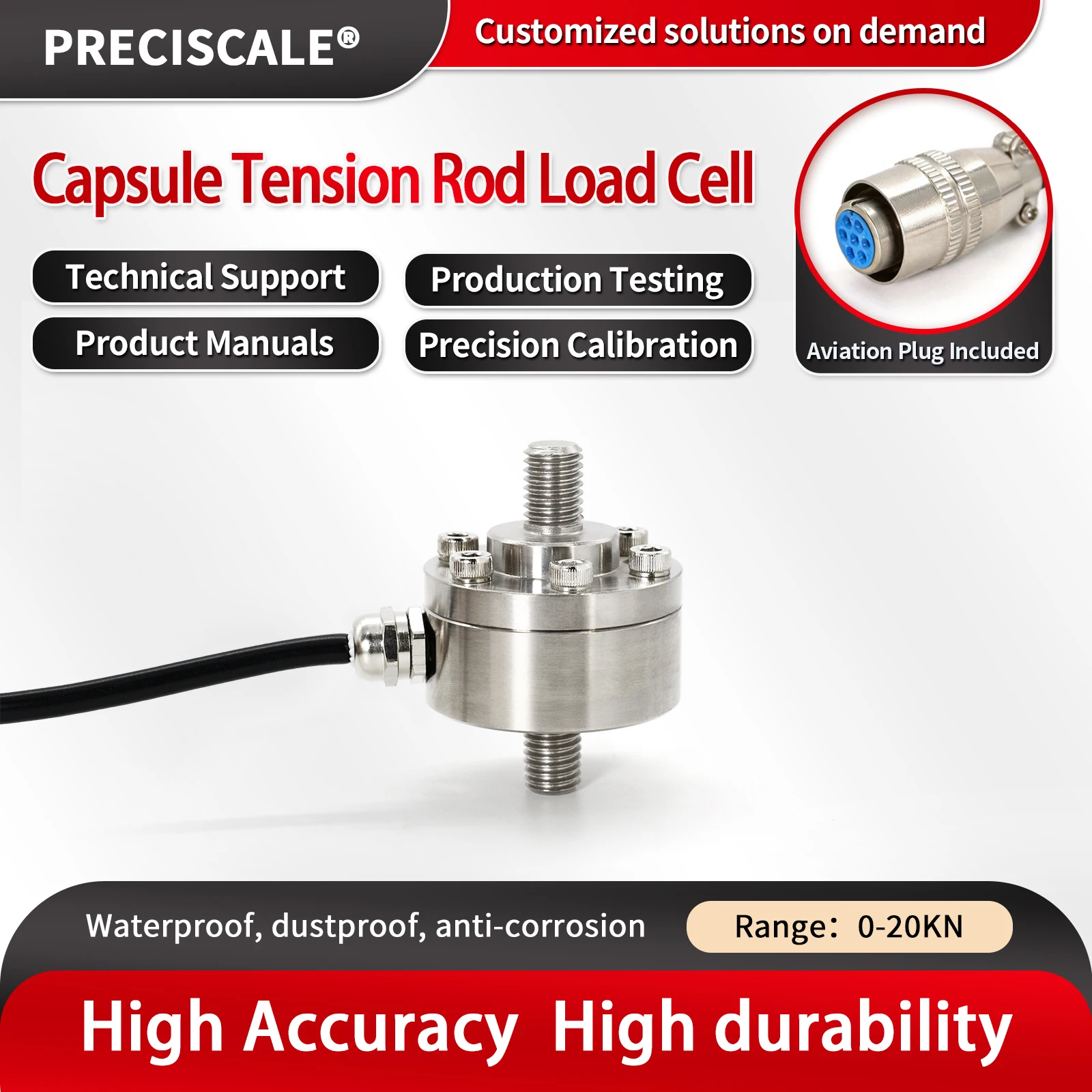 Load Cell Sensor, 51 Outer Diameter, Test Tensile Force and Compressive Force, High Precision, 50KG 100KG 200KG 300KG 500KG 1T 2
Load Cell Sensor, 51 Outer Diameter, Test Tensile Force and Compressive Force, High Precision, 50KG 100KG 200KG 300KG 500KG 1T 2