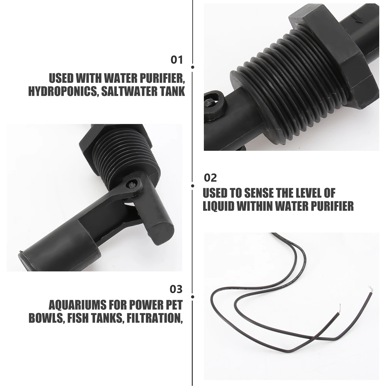 2Pcs PP Side Level Sensors for Water Purifier Black Hydroponics Saltwater Freshwater Tanks Filtration Heating
2Pcs PP Side Level Sensors for Water Purifier Black Hydroponics Saltwater Freshwater Tanks Filtration Heating