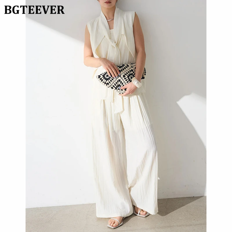 BGTEEVER Casual Loose Female Trousers Suits Sleeveless Pullovers Vests Women Wide Leg Pants Ladies 2 Pieces Set
BGTEEVER Casual Loose Female Trousers Suits Sleeveless Pullovers Vests Women Wide Leg Pants Ladies 2 Pieces Set