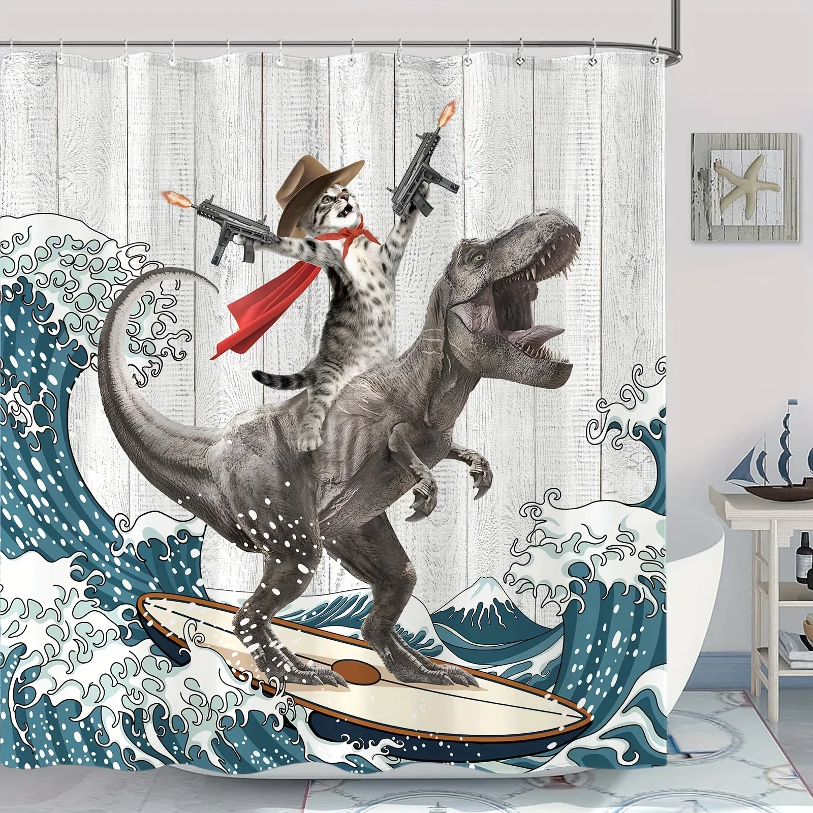 1 pcs Cat shower curtain, wave shower curtain set, waterproof fabric, bathroom curtain with hooks
1 pcs Cat shower curtain, wave shower curtain set, waterproof fabric, bathroom curtain with hooks