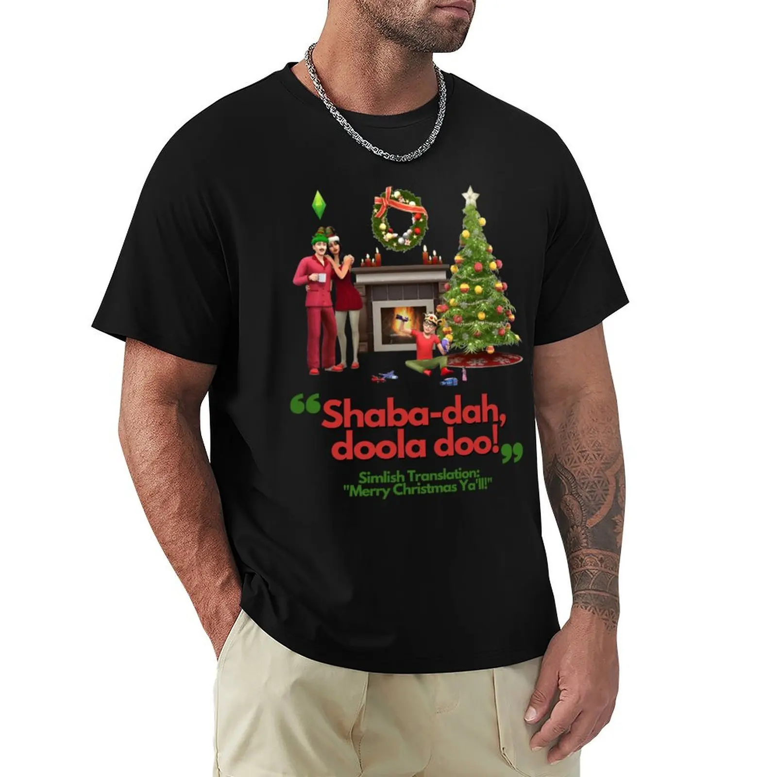 A Sims Simlish Christmas Scene Design T-Shirt Casual Pattern Print Tee Shirt
A Sims Simlish Christmas Scene Design T-Shirt Casual Pattern Print Tee Shirt