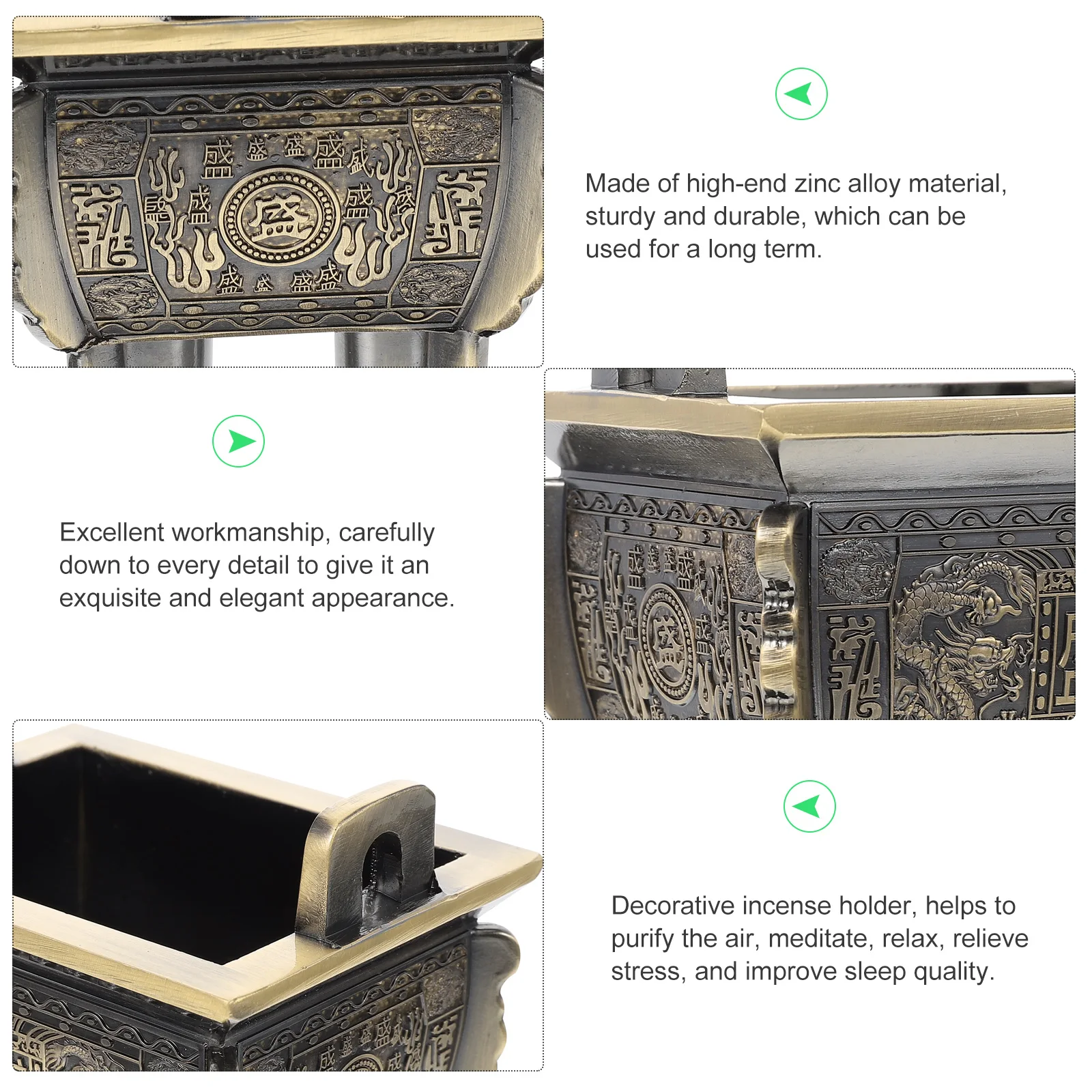 Retro Zinc Incense Burner Square Shape Incense Burner Sturdy Home Decor Square Censer Craft Aroma Stove Tea Ceremony
Retro Zinc Incense Burner Square Shape Incense Burner Sturdy Home Decor Square Censer Craft Aroma Stove Tea Ceremony