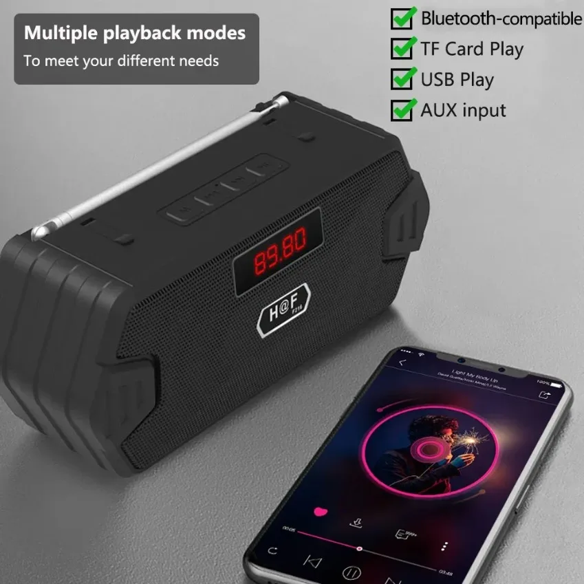 Портативный беспроводной динамик Bluetooth-совместимые уличные USB-динамики с FM-радиоприемником AUX TF MP3-динамик для телефона ПК
Портативный беспроводной динамик Bluetooth-совместимые уличные USB-динамики с FM-радиоприемником AUX TF MP3-динамик для телефона ПК