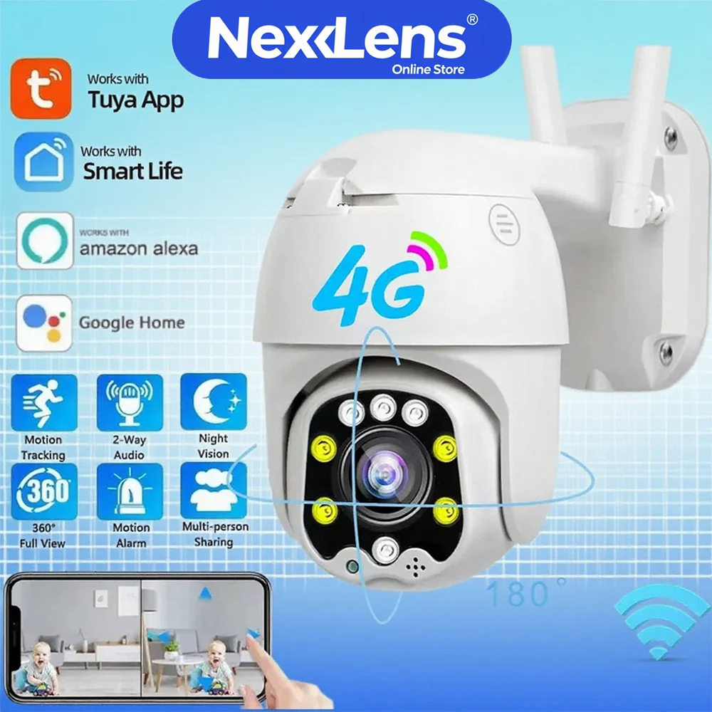 4G LTE Outdoor Camera with WiFi Hotspot - 5MP PTZ 4x Zoom, Tuya Smart Color Night Vision, Alexa/Google CCTV Security
4G LTE Outdoor Camera with WiFi Hotspot - 5MP PTZ 4x Zoom, Tuya Smart Color Night Vision, Alexa/Google CCTV Security
