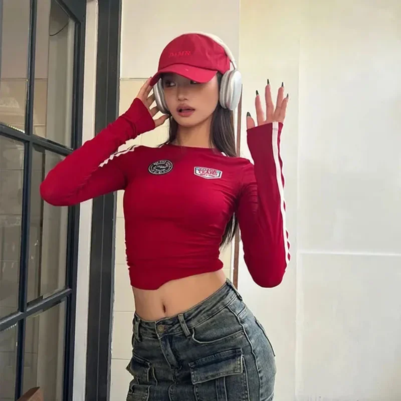 Spring Fall Chic Long Sleeve T-Shirt Women Spring Korean Fashion Streetwear O-Neck Pullovers Ladies Red Long Sleeve Stripe Tees
Spring Fall Chic Long Sleeve T-Shirt Women Spring Korean Fashion Streetwear O-Neck Pullovers Ladies Red Long Sleeve Stripe Tees