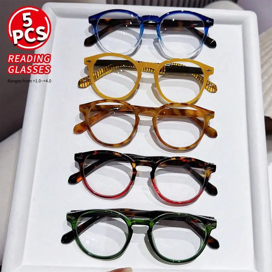 5 Pairs Reading Glasses For Adults Unisex Round Fashion Gradient Leopard Print +1.0 To +4.0
5 Pairs Reading Glasses For Adults Unisex Round Fashion Gradient Leopard Print +1.0 To +4.0