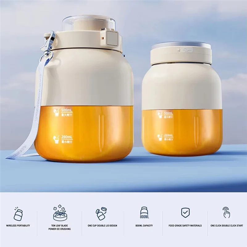 AC39-500Ml Портативная электрическая чашка для сока двойного назначения, большая емкость с двумя крышками для занятий спортом дома и на открытом воздухе, перезаряжаемая от USB
AC39-500Ml Портативная электрическая чашка для сока двойного назначения, большая емкость с двумя крышками для занятий спортом дома и на открытом воздухе, перезаряжаемая от USB