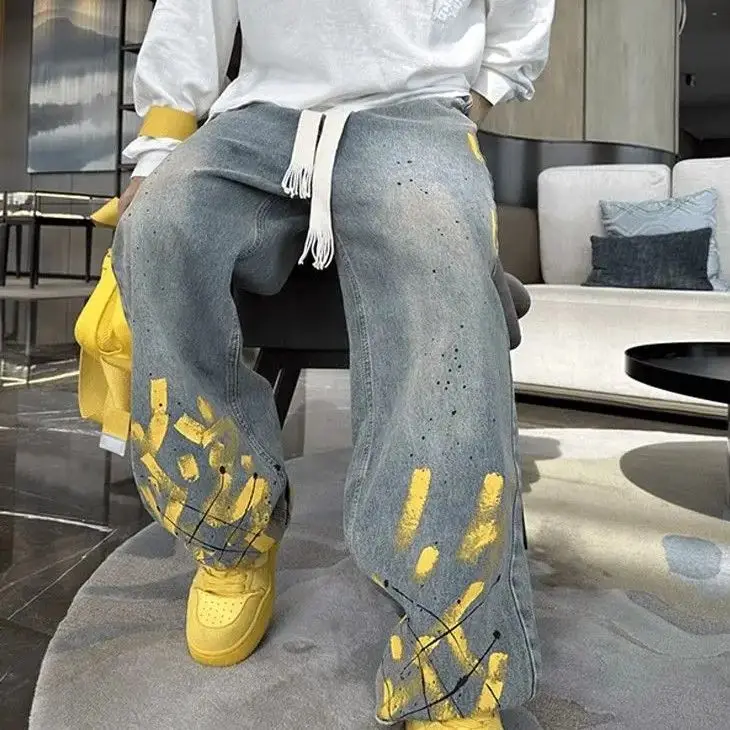 Casual Autumn And Winter New Style Jeans Hand-Painted Inkjet Printing Fashionable And Versatile Washing And Old Straight Pants
Casual Autumn And Winter New Style Jeans Hand-Painted Inkjet Printing Fashionable And Versatile Washing And Old Straight Pants