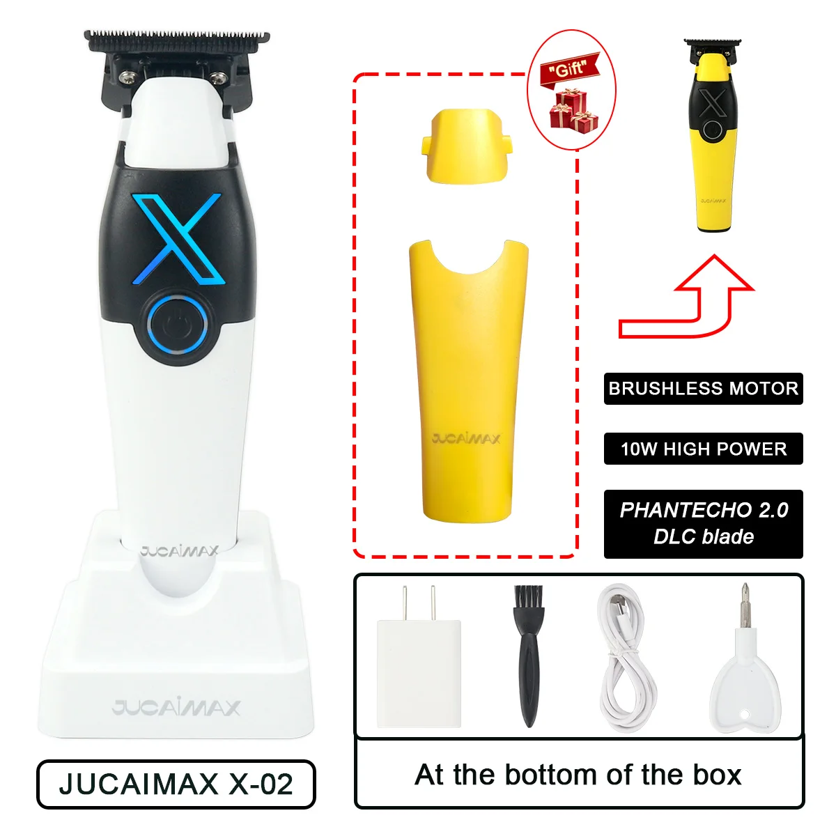 JUCAIMAX X-02 Trimmer for Men PHANTECHO2.0 DLC Blade 0 Gap 7200RPM Brushless Motor with Base Charger Professional Hair Clipper
JUCAIMAX X-02 Trimmer for Men PHANTECHO2.0 DLC Blade 0 Gap 7200RPM Brushless Motor with Base Charger Professional Hair Clipper