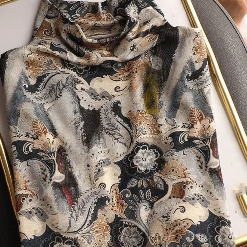 Spring and Autumn Women's Solid Color Print Pullover High Neck Long Sleeve Loose Fit Bottom Shirt Fashion Casual Elegant Tops
Spring and Autumn Women's Solid Color Print Pullover High Neck Long Sleeve Loose Fit Bottom Shirt Fashion Casual Elegant Tops