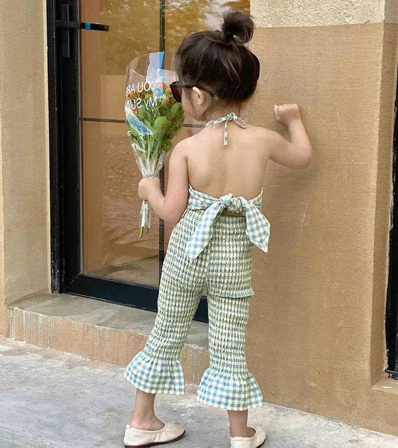 Summer Baby Girls Cotton Sweet Lace Up Backless Ruffle Tops+Elastic Slim Fit Flared Pant Sets Kids 2PCS Suits Child Outfit 2-8Yr
Summer Baby Girls Cotton Sweet Lace Up Backless Ruffle Tops+Elastic Slim Fit Flared Pant Sets Kids 2PCS Suits Child Outfit 2-8Yr
