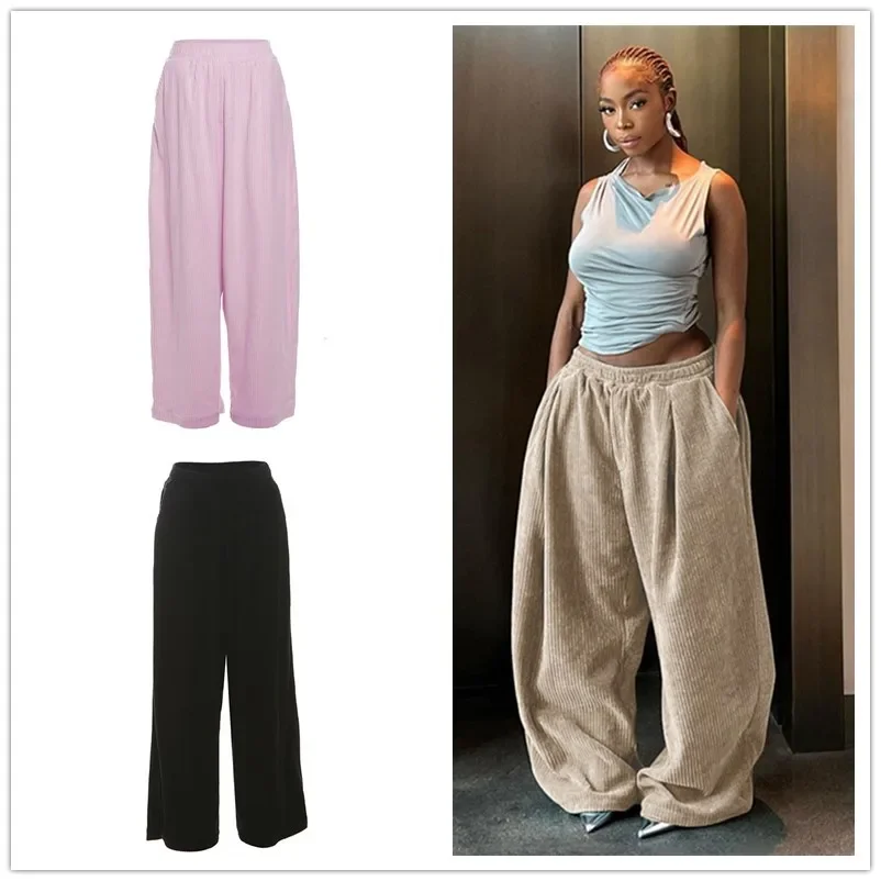 2024 Autumn Winter Ribbed Corduroy Wide Leg Pants Women Elastic Waist Pockets Loose Casual Streetwear Trousers Long Bottoms
2024 Autumn Winter Ribbed Corduroy Wide Leg Pants Women Elastic Waist Pockets Loose Casual Streetwear Trousers Long Bottoms