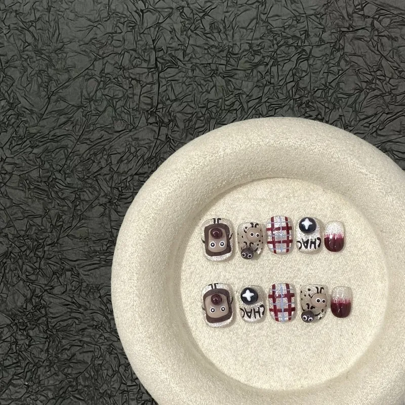 10 Pieces Cute Fun Handmade Press On Nails Bread Toast Cookies Plaid Fake Nails Removable and Reusable
10 Pieces Cute Fun Handmade Press On Nails Bread Toast Cookies Plaid Fake Nails Removable and Reusable
