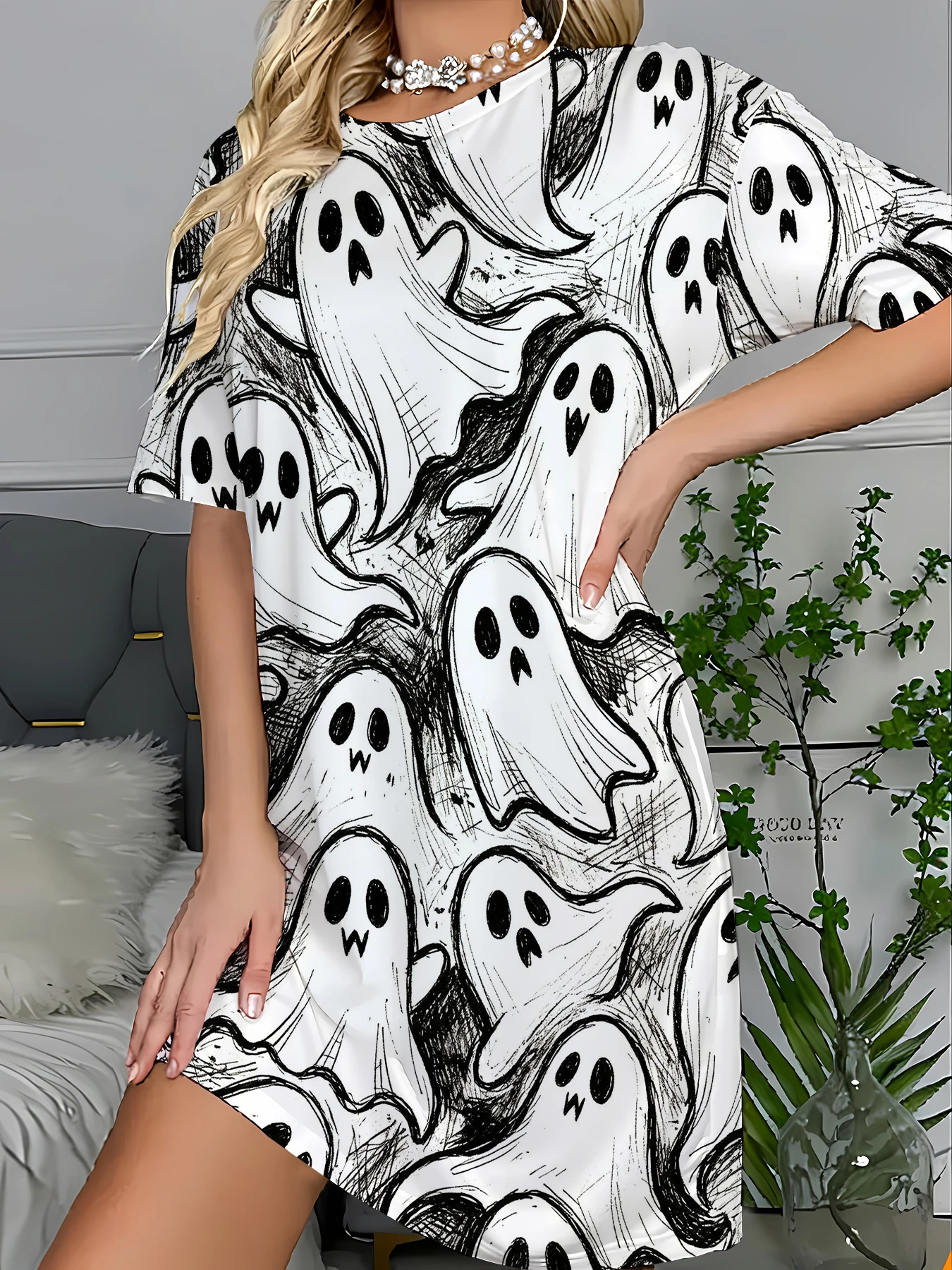 All-Over Print Sleep T-Shirt Dress Women Stretchy Knit Nightgown
All-Over Print Sleep T-Shirt Dress Women Stretchy Knit Nightgown