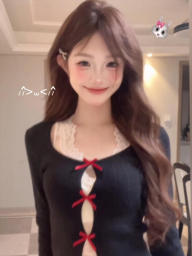 Korean Sle Pure Desire Lace Inner Wear Base Layer Cardigan Women's Spring New Slim Sexy Long Sve Knitted Top Knot
Korean Sle Pure Desire Lace Inner Wear Base Layer Cardigan Women's Spring New Slim Sexy Long Sve Knitted Top Knot