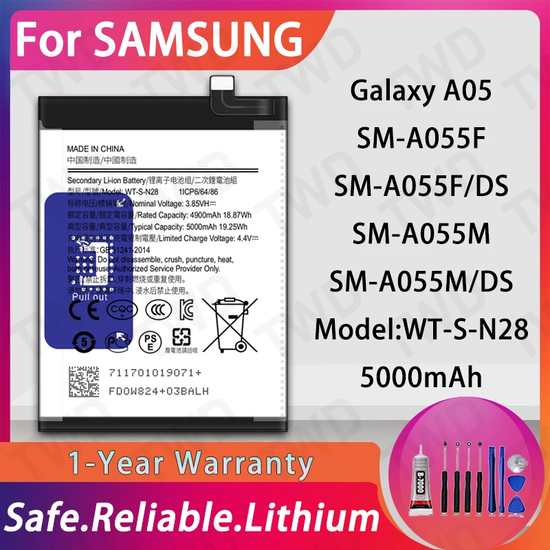 WT-S-N28 Large capacity 5000mAh Battery For Samsung Galaxy A05 Batteries New High Quanlity+Free Tools
WT-S-N28 Large capacity 5000mAh Battery For Samsung Galaxy A05 Batteries New High Quanlity+Free Tools
