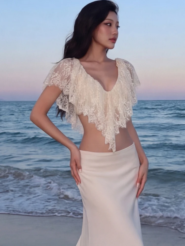 Whatiwear Simple 2-Piece Set Women Patchwork Folds Lace v-Neck Vest+Elastic Waist Long Skirt Elegant Party Fashion Summer Suit
Whatiwear Simple 2-Piece Set Women Patchwork Folds Lace v-Neck Vest+Elastic Waist Long Skirt Elegant Party Fashion Summer Suit