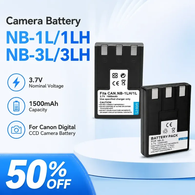 NB-1L/1LH NB-3L/3LH 3.7V 1500mAh Li-ion Camera Battery for Canon Digital CCD Camera Replacement
NB-1L/1LH NB-3L/3LH 3.7V 1500mAh Li-ion Camera Battery for Canon Digital CCD Camera Replacement