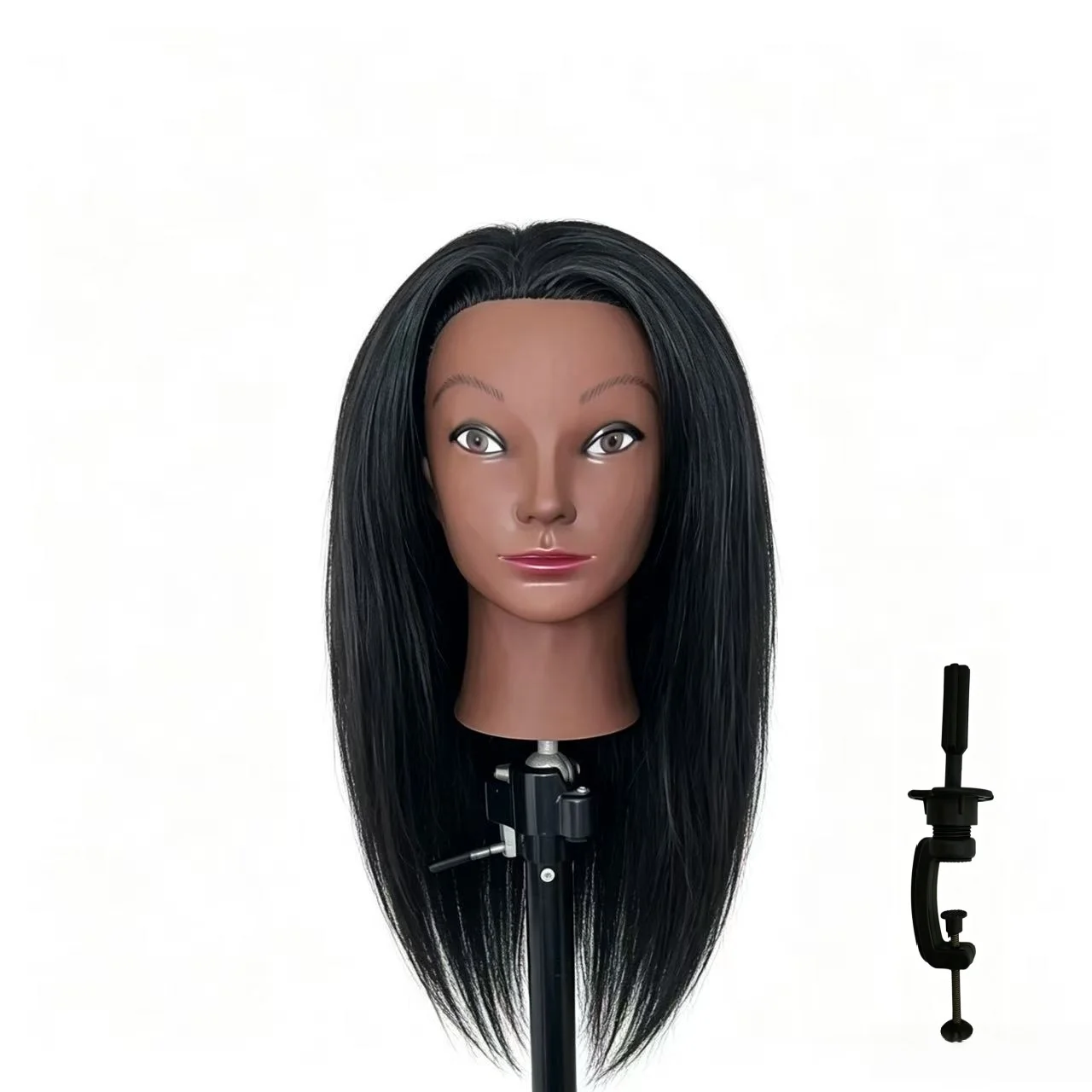 18-inch mannequin head with real hair, suitable for perming, dyeing, blow-drying, cutting and styling; comes with a mounting sta
18-inch mannequin head with real hair, suitable for perming, dyeing, blow-drying, cutting and styling; comes with a mounting sta