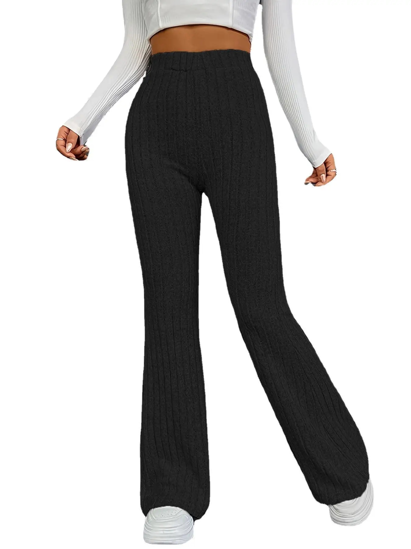 Fashionable and casual solid color micro flared high waisted long pants for women's slim fit slimming 2024 new women's clothing
Fashionable and casual solid color micro flared high waisted long pants for women's slim fit slimming 2024 new women's clothing