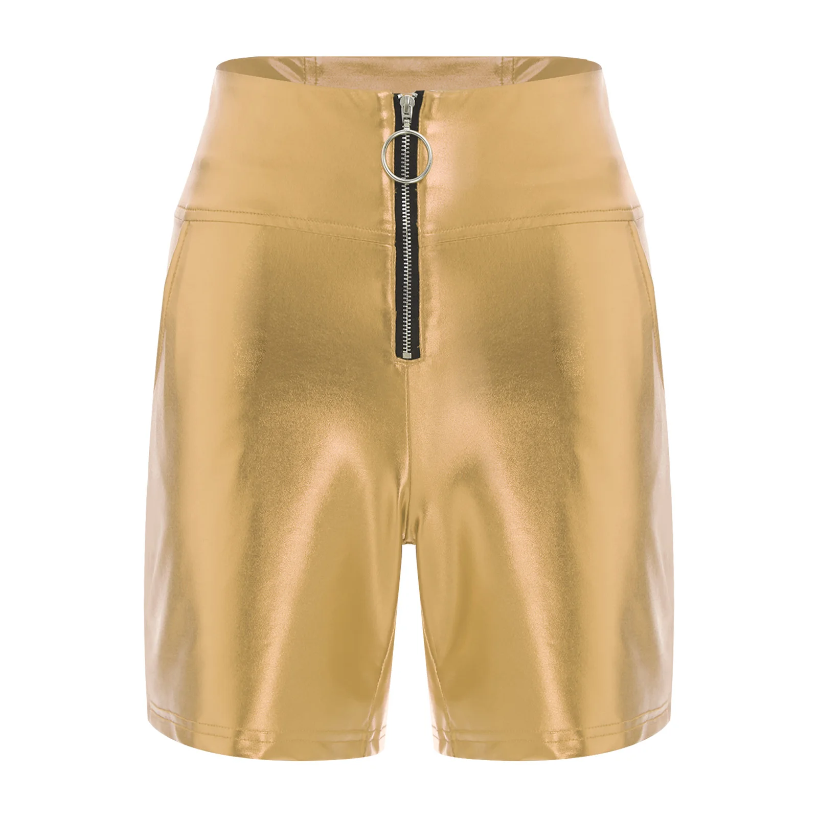 Womens Metallic Shiny Biker Shorts High Waist Front Zipper Pockets Bodycon Short Leggings Tights Motor Riding Dance Shorts
Womens Metallic Shiny Biker Shorts High Waist Front Zipper Pockets Bodycon Short Leggings Tights Motor Riding Dance Shorts