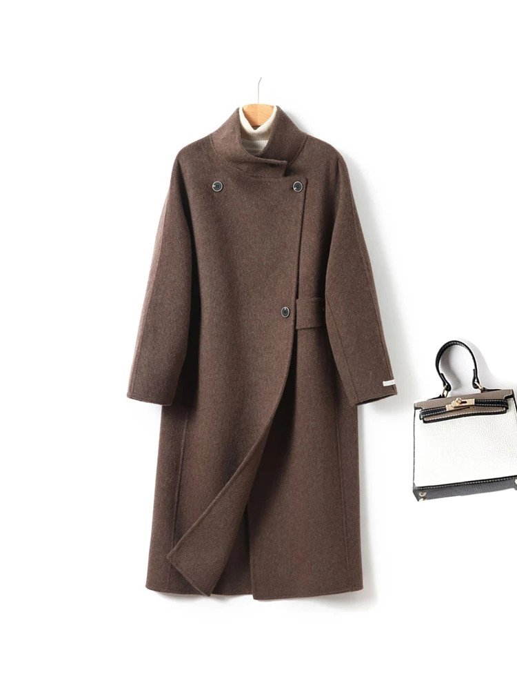 White Double-Faced Woolen Coat for Women Korean Sle Commute Loose Fit Long Sve Stand Collar Mid-Length Single Button
White Double-Faced Woolen Coat for Women Korean Sle Commute Loose Fit Long Sve Stand Collar Mid-Length Single Button