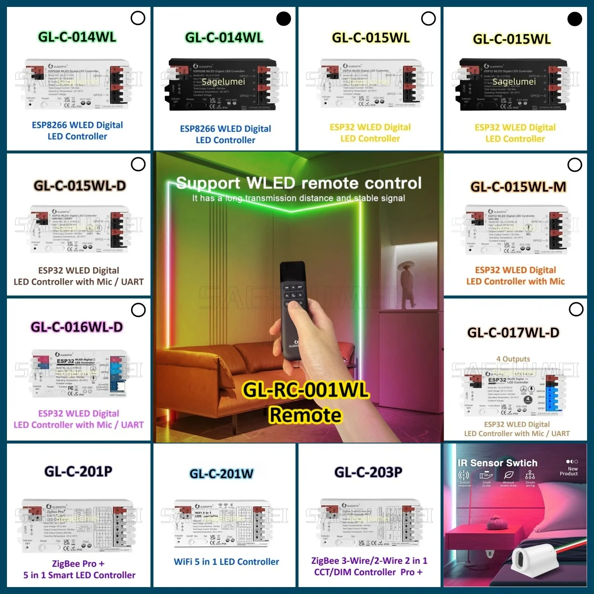 ESP32 Светодиодный контроллер WLED GLEDOPTO Микрофон Музыка UART RGB IC Цифровые фонари Адресное гирляндное освещение WS2811 WS2812B WS2815 SK6812
ESP32 Светодиодный контроллер WLED GLEDOPTO Микрофон Музыка UART RGB IC Цифровые фонари Адресное гирляндное освещение WS2811 WS2812B WS2815 SK6812