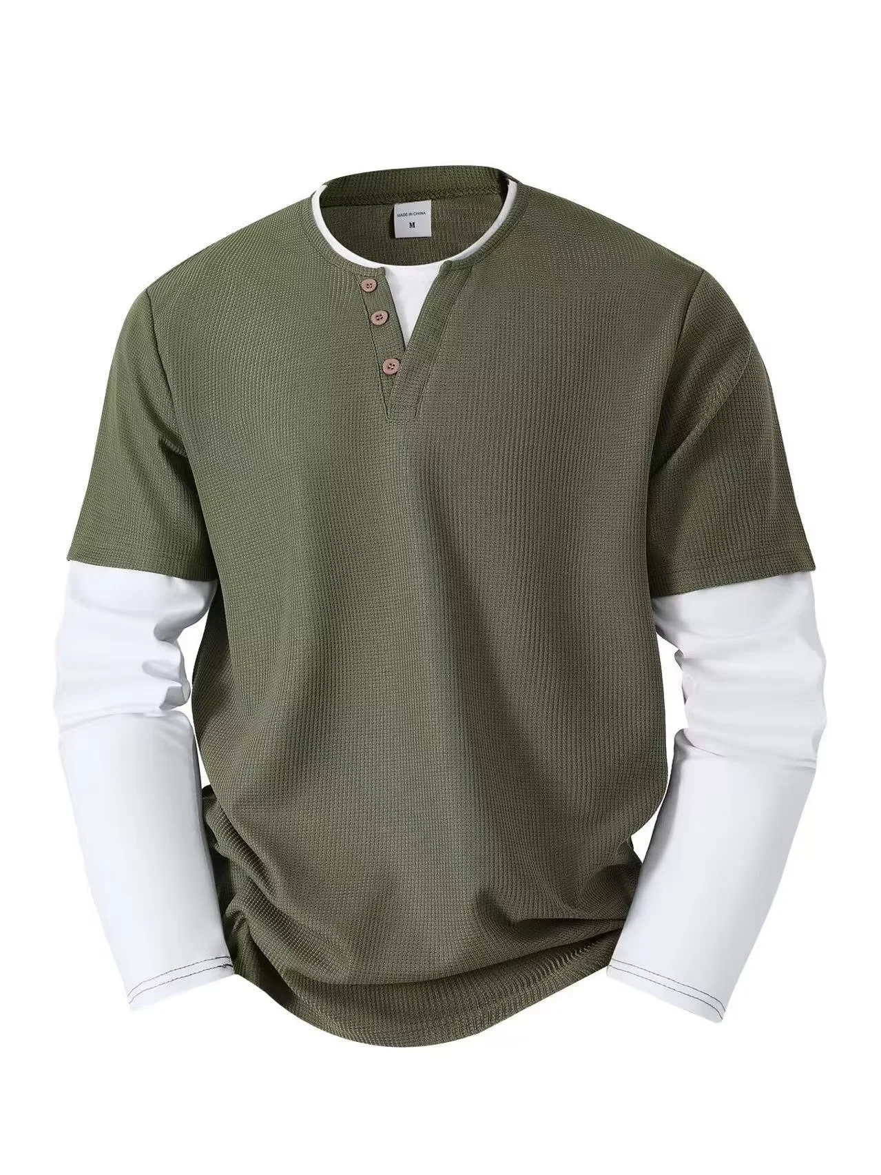 Men's Long Sleeve Button Henley Neck T-Shirt Casual Solid Color Waffle Cotton Fashion Fake Two-Piece Comfortable Fit Shirt
Men's Long Sleeve Button Henley Neck T-Shirt Casual Solid Color Waffle Cotton Fashion Fake Two-Piece Comfortable Fit Shirt