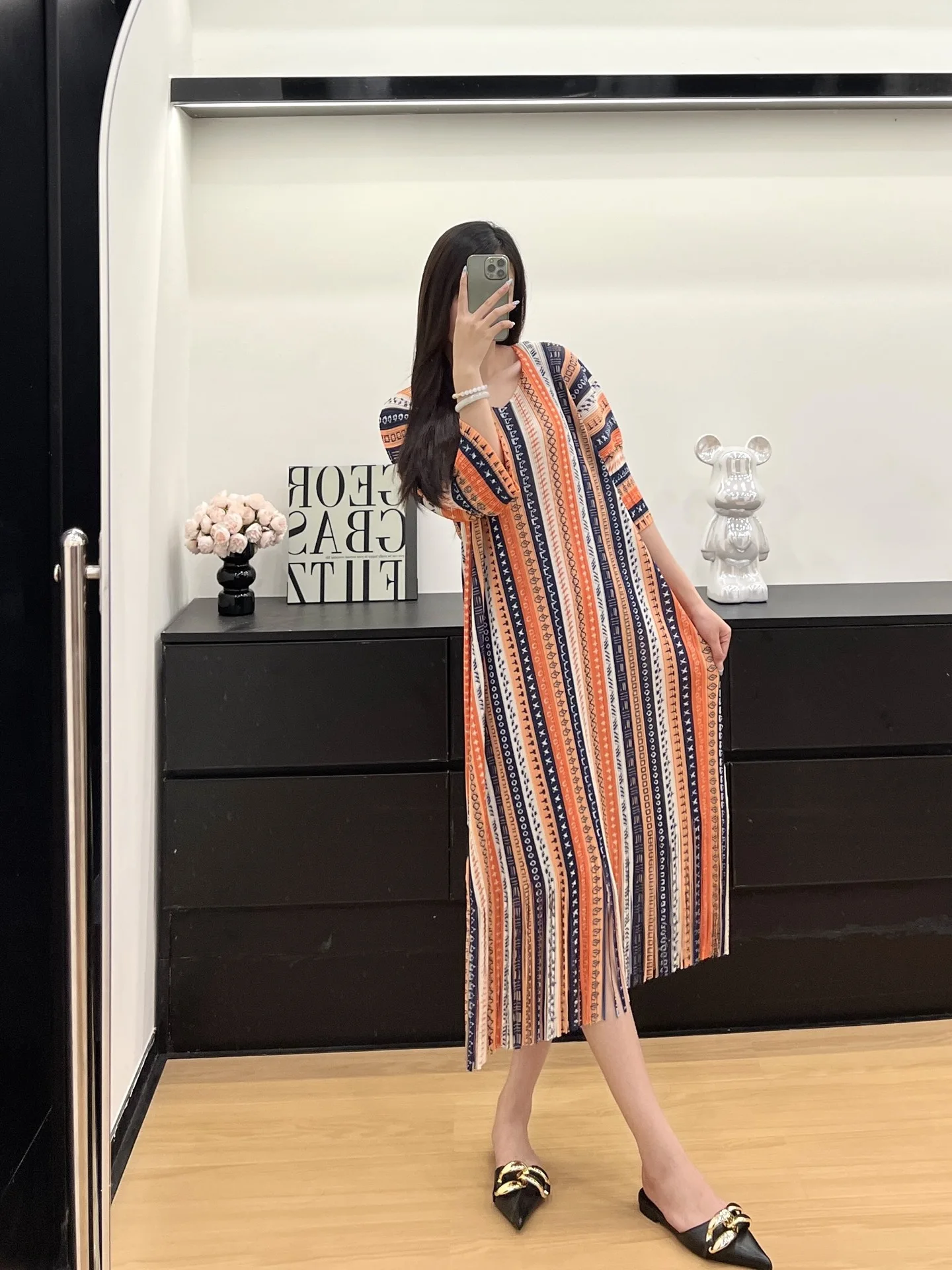 Pleated Casual Women Dress Striped Printed Round Neck Half Sleeve Loose Plus Size Design Outdoor Travel Female Dresses
Pleated Casual Women Dress Striped Printed Round Neck Half Sleeve Loose Plus Size Design Outdoor Travel Female Dresses