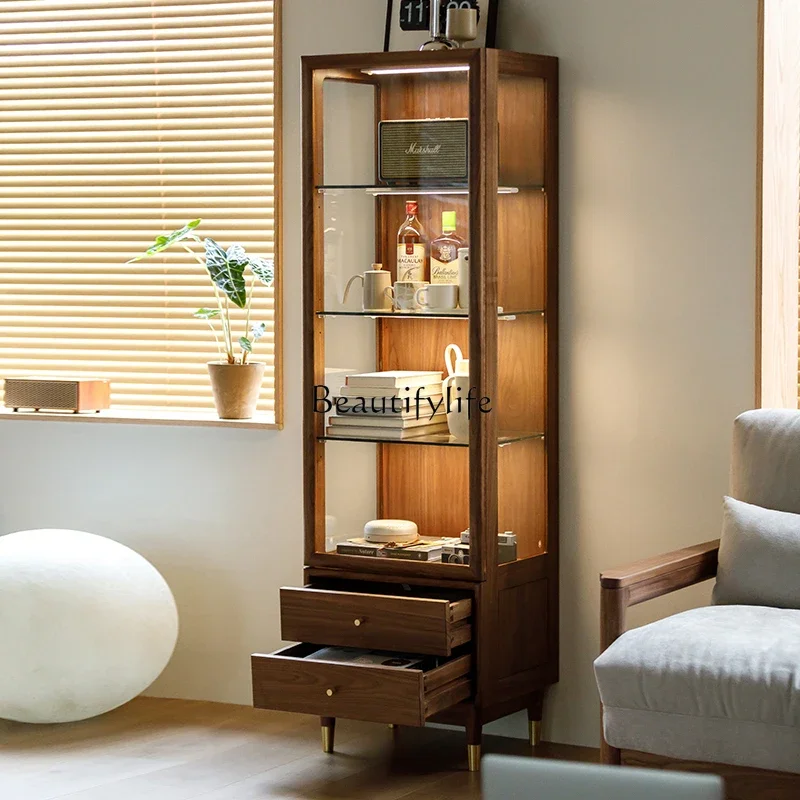yj21 North American black walnut display full solid wood bookcase storage wine cabinet 
yj21 North American black walnut display full solid wood bookcase storage wine cabinet