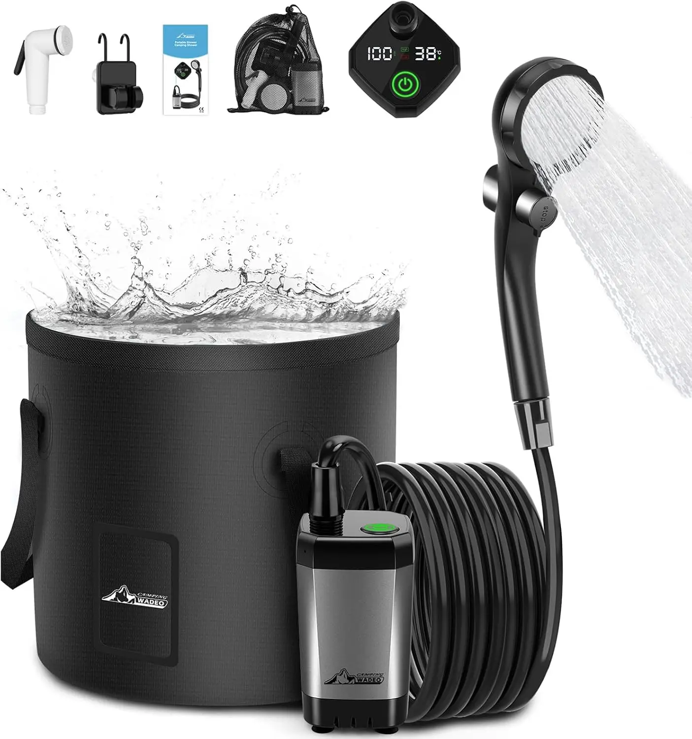 6000mAh Rechargeable Camping Shower, 5-Gallon Bucket, Outdoor Portable Pump for Hiking, Beach, Pet, Car, Boat
6000mAh Rechargeable Camping Shower, 5-Gallon Bucket, Outdoor Portable Pump for Hiking, Beach, Pet, Car, Boat