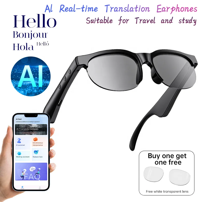 Hot selling:IPX5 Waterproof AI Translate Smart Sunglasses Wireless Blue Tooth Outdoor Sport Glasses Earphone Wearable AI Sma
Hot selling:IPX5 Waterproof AI Translate Smart Sunglasses Wireless Blue Tooth Outdoor Sport Glasses Earphone Wearable AI Sma