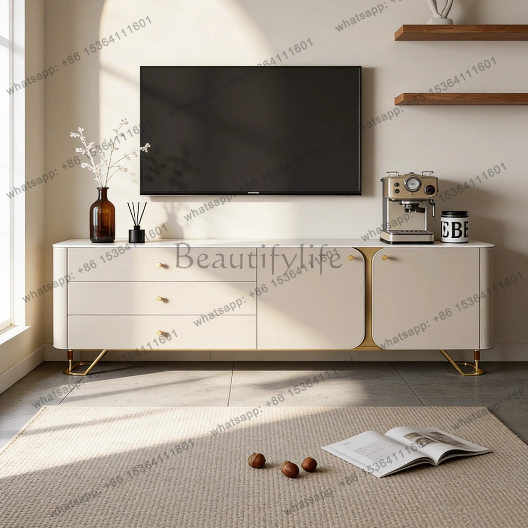 Light luxury solid wood saddle leather TV cabinet living room modern home
Light luxury solid wood saddle leather TV cabinet living room modern home
