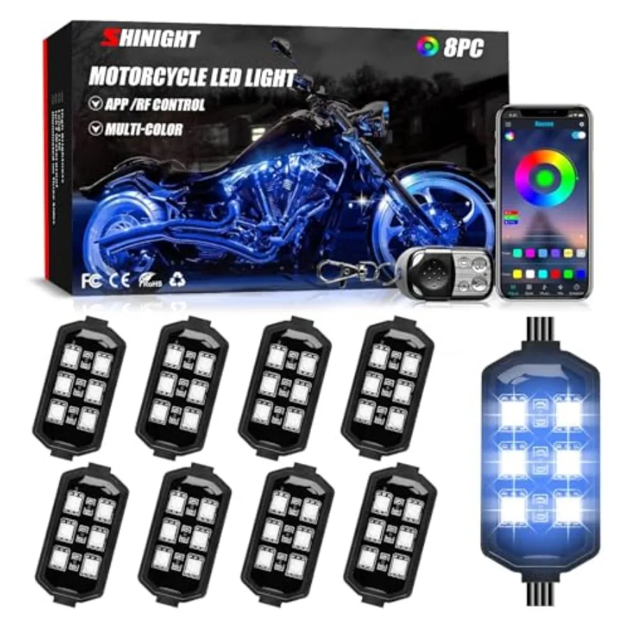 Motorcycle LED Light Kits, App Control Multicolor Waterproof Motorcycle LED Strip Lights with RF Remote, Music Sync and Multipl
Motorcycle LED Light Kits, App Control Multicolor Waterproof Motorcycle LED Strip Lights with RF Remote, Music Sync and Multipl