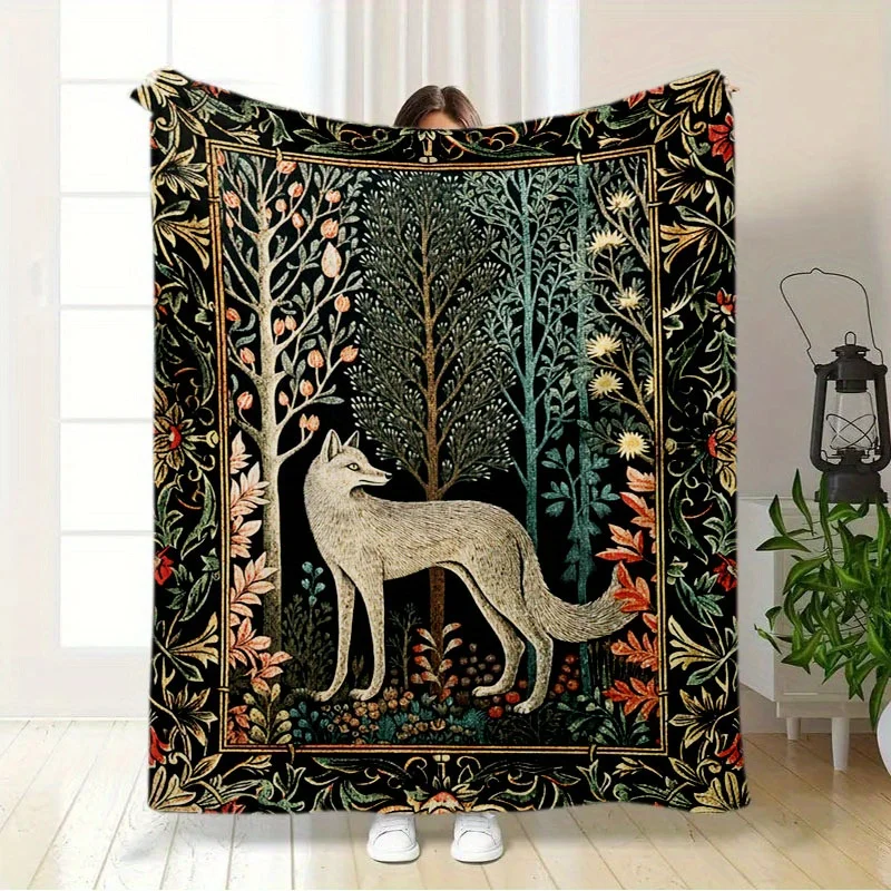 Contemporary White Wolf & Floral Forest Digital Print Flannel Blanket - Soft Warm All-Season Anti-Tear Sofa Bed Throw for Home
Contemporary White Wolf & Floral Forest Digital Print Flannel Blanket - Soft Warm All-Season Anti-Tear Sofa Bed Throw for Home