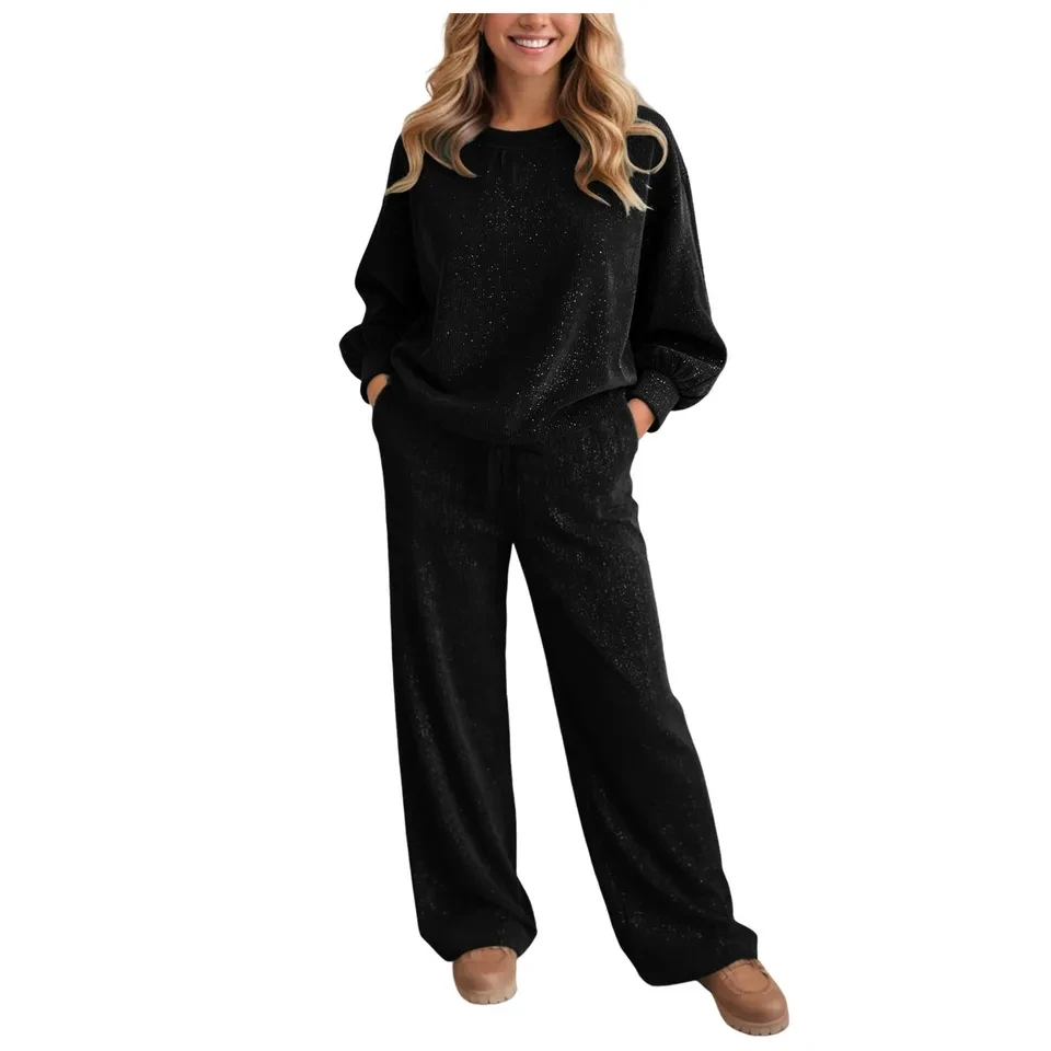Women's Shiny 2 Pieces Set Spring New O Neck Top Pullover Sweatshirt Pant Sets Fashion Tracksuit High Street Clothes
Women's Shiny 2 Pieces Set Spring New O Neck Top Pullover Sweatshirt Pant Sets Fashion Tracksuit High Street Clothes