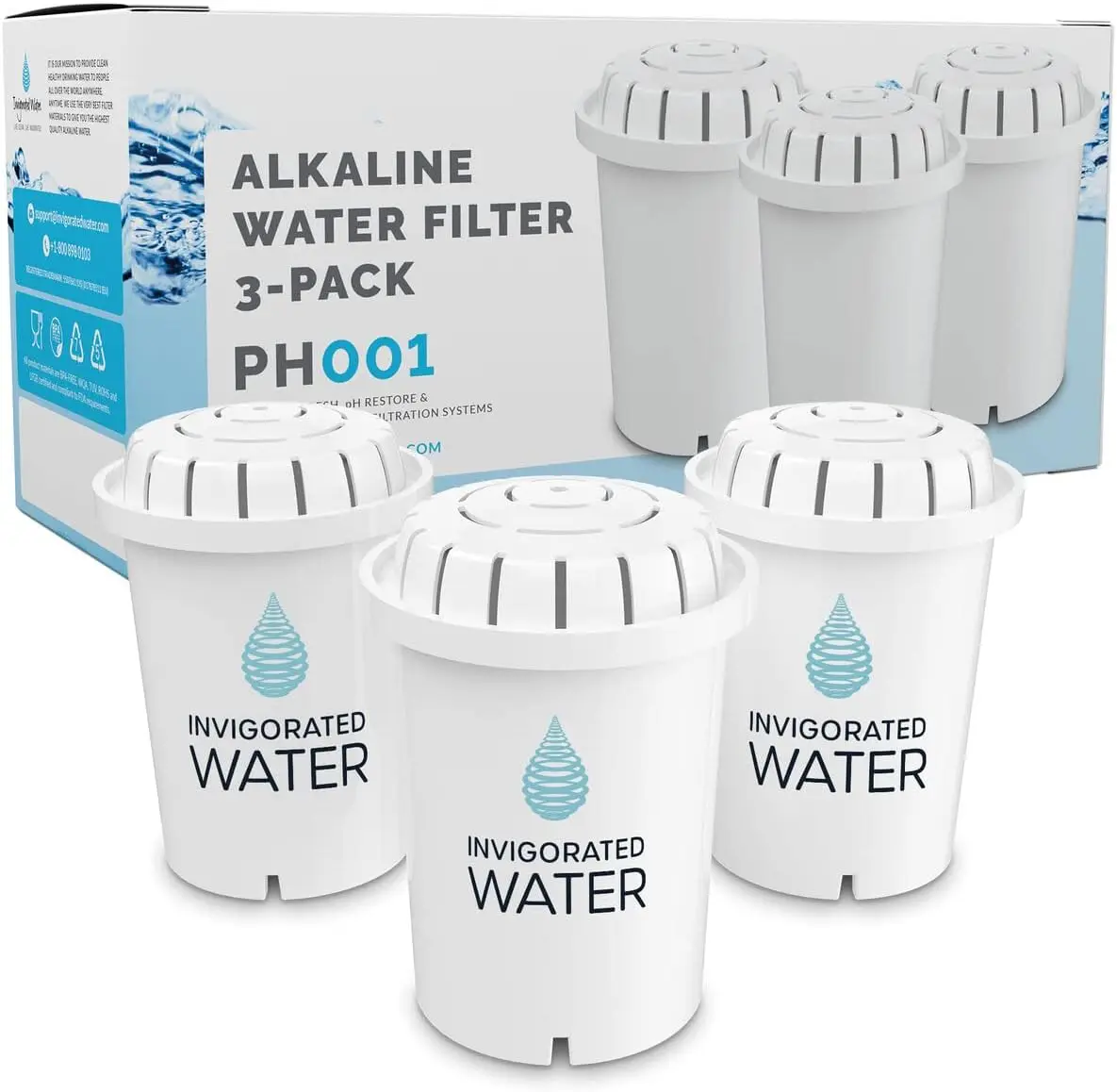 White Alkaline Water Filter - Removes Chlorine, Heavy Metals, BPA-Free for Pitchers & Dispensers (3-Pack)
White Alkaline Water Filter - Removes Chlorine, Heavy Metals, BPA-Free for Pitchers & Dispensers (3-Pack)