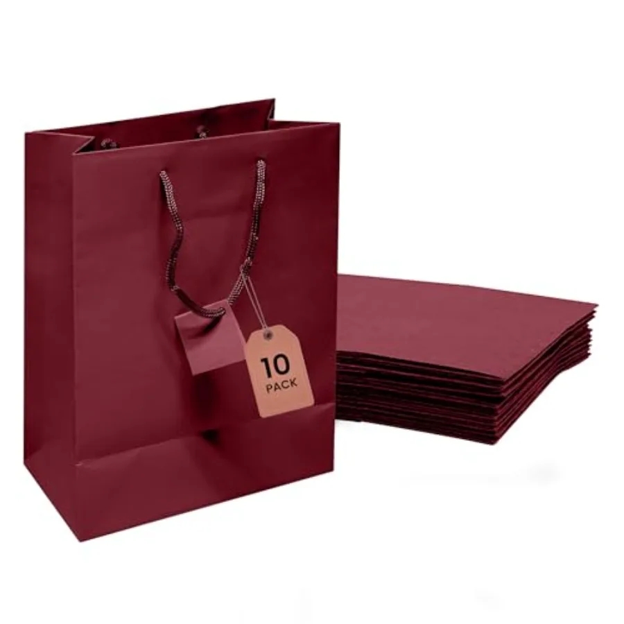 Novel Box Burgundy Gift Bags with Handles 10 Pack 8x4x10 Inches Large Paper Bulk Gift Bags for Business, Shopping, Birthday, Pa
Novel Box Burgundy Gift Bags with Handles 10 Pack 8x4x10 Inches Large Paper Bulk Gift Bags for Business, Shopping, Birthday, Pa