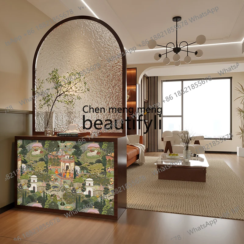 French oil painting, solid wood screen, shoe cabinet glass screen partition living room dining room modern entrance
French oil painting, solid wood screen, shoe cabinet glass screen partition living room dining room modern entrance