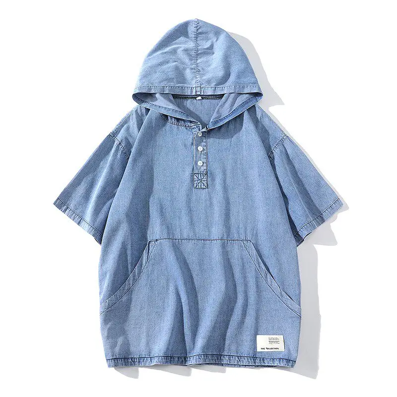 Men's Short Sleeve Hoodie Spring Summer Solid Cotton Blend Denim Hoodie Comfortable Breathable Streetwear Trendy Pullover Top
Men's Short Sleeve Hoodie Spring Summer Solid Cotton Blend Denim Hoodie Comfortable Breathable Streetwear Trendy Pullover Top
