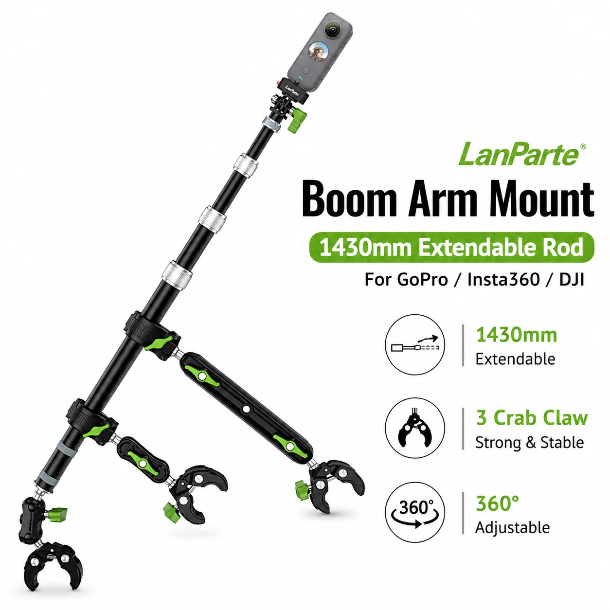LanParte Motorcycle Arm Mount 1430mm Extendable Action Camera Monopod Holder Kit Crab Claw Clamp for GoPro Insta360 DJI Osmo
LanParte Motorcycle Arm Mount 1430mm Extendable Action Camera Monopod Holder Kit Crab Claw Clamp for GoPro Insta360 DJI Osmo