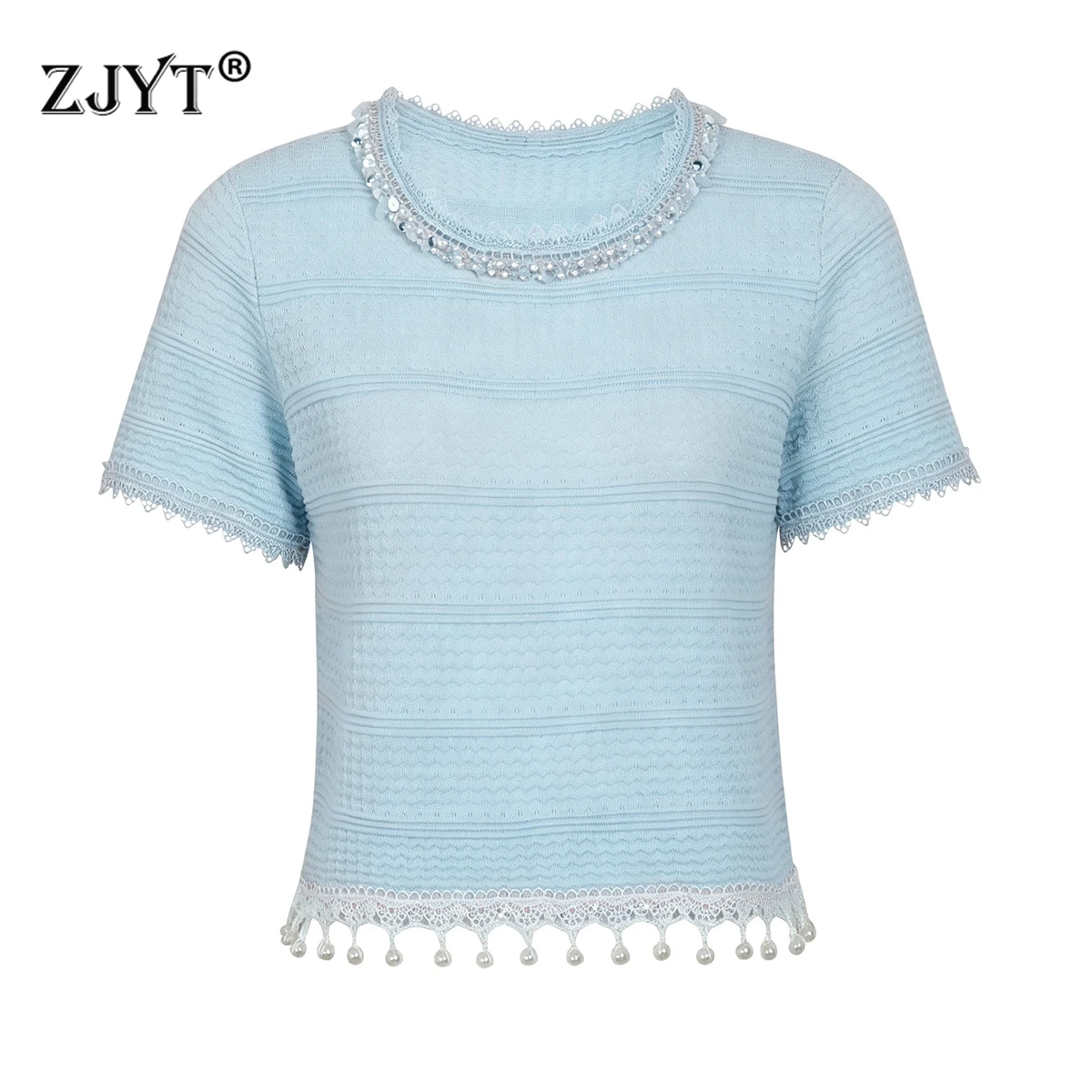 ZJYT Summer Fashion Beading Knitted Tops Pullovers Short Sleeve Sweaters Elegant 2026 Female Midi Skirts Casual Knitwears Ladies
ZJYT Summer Fashion Beading Knitted Tops Pullovers Short Sleeve Sweaters Elegant 2026 Female Midi Skirts Casual Knitwears Ladies