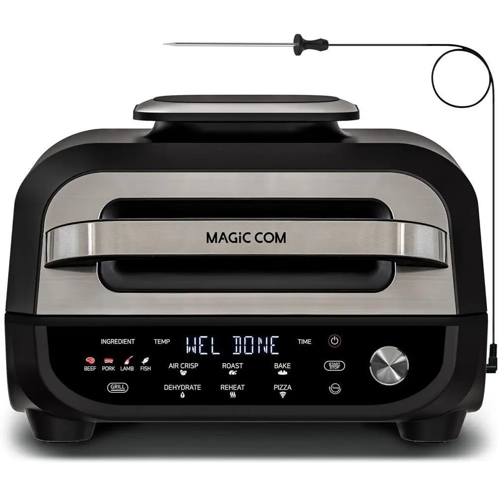 7-in-1 Electric Indoor Grill: Steak, Roast, Air Crisp, Bake, Dehydrate, Pizza, Reheat with Smart Thermometer, Non-Stick, Dishwas
7-in-1 Electric Indoor Grill: Steak, Roast, Air Crisp, Bake, Dehydrate, Pizza, Reheat with Smart Thermometer, Non-Stick, Dishwas