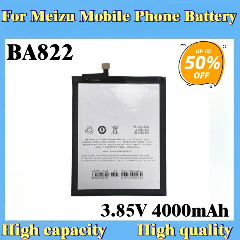 Replacement Battery 3.85V 4000mAh BA822 For Meizu Note 8 M822Q M822H Mobile Phone Brand New High Quality
Replacement Battery 3.85V 4000mAh BA822 For Meizu Note 8 M822Q M822H Mobile Phone Brand New High Quality