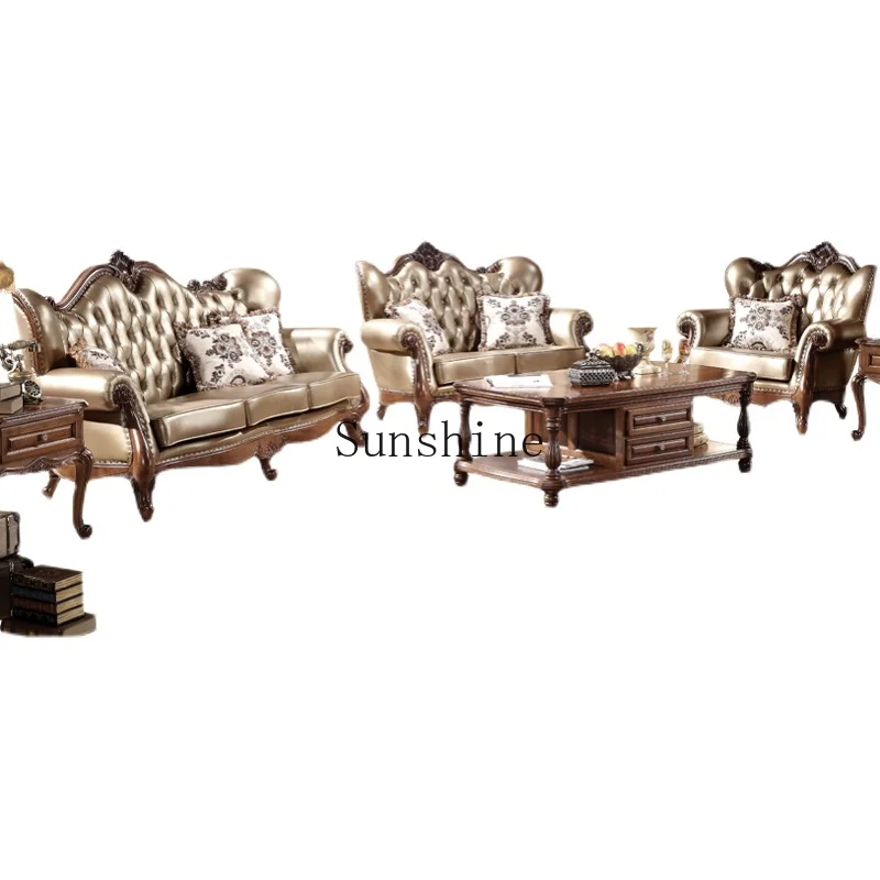 American black walnut sofa solid wood carving flower U-shaped leather combination
American black walnut sofa solid wood carving flower U-shaped leather combination