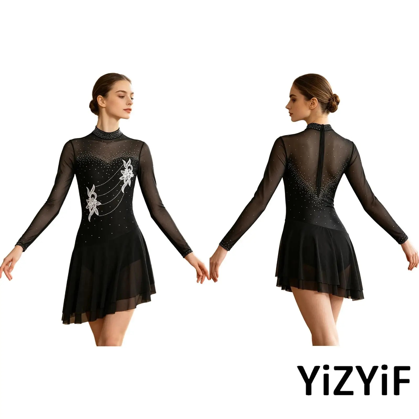 Womens Latin Jazz Dance Clothing Ladies Sequined Applique Tiered Hem Breathable Spliced Dress Pro Salsa Rumba Dance Clothes
Womens Latin Jazz Dance Clothing Ladies Sequined Applique Tiered Hem Breathable Spliced Dress Pro Salsa Rumba Dance Clothes