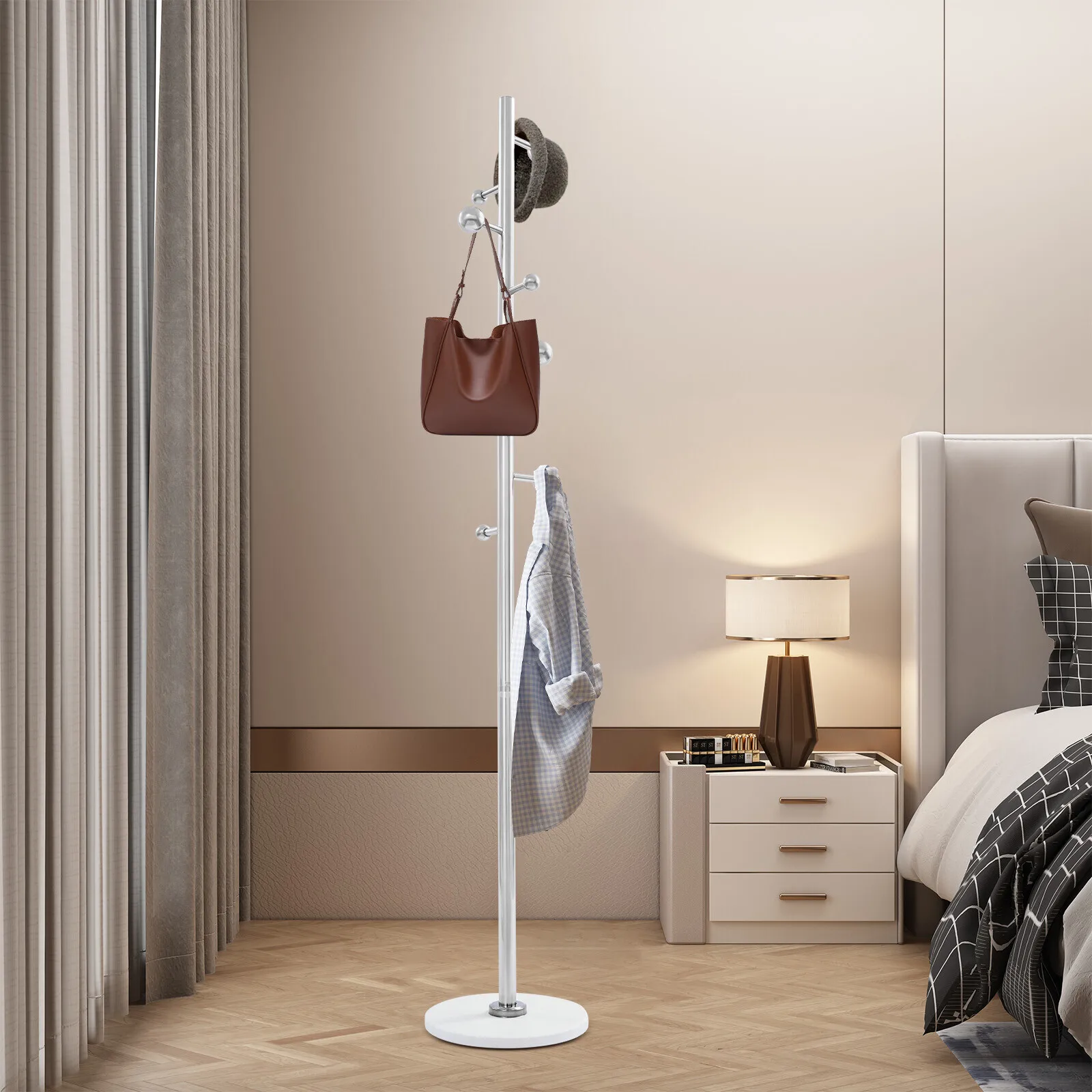 11,81*68,11 дюйма вешалка для одежды из нержавеющей стали для прихожей, угловая вешалка для одежды, отдельно стоящая с 8* крючками
11,81*68,11 дюйма вешалка для одежды из нержавеющей стали для прихожей, угловая вешалка для одежды, отдельно стоящая с 8* крючками