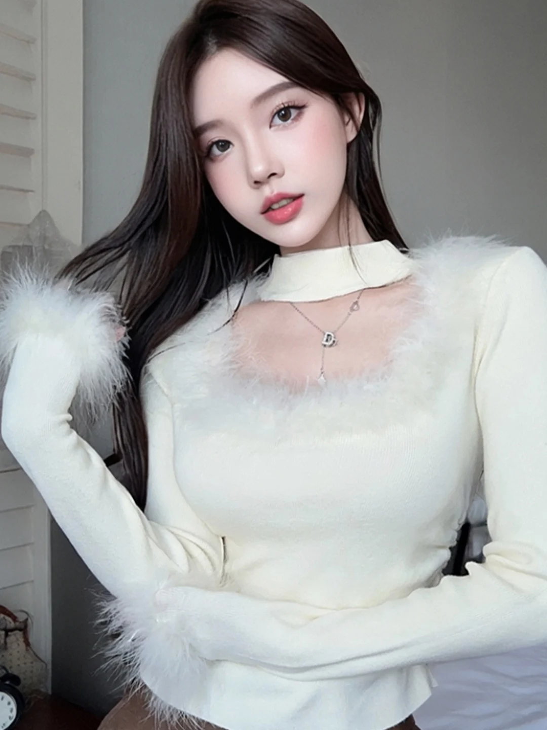 Knitted Christmas Sweater Half High Collar Neck Hanging Fur Women's Autumn Winter Slim Fit Base Shirt Inner Wear
Knitted Christmas Sweater Half High Collar Neck Hanging Fur Women's Autumn Winter Slim Fit Base Shirt Inner Wear