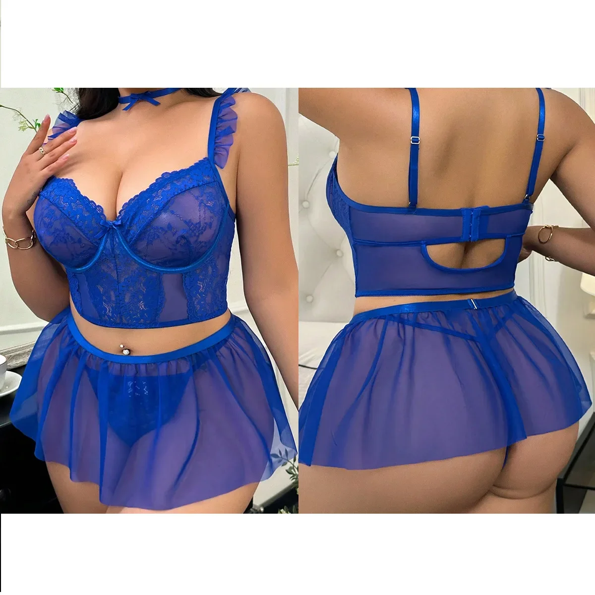 369bibi Plus Size Lace Bikini Set - Sexy Semi-Sheer Mesh Erotic Lingerie for Women Sexy Lingerie To Catch Daring Hot
369bibi Plus Size Lace Bikini Set - Sexy Semi-Sheer Mesh Erotic Lingerie for Women Sexy Lingerie To Catch Daring Hot