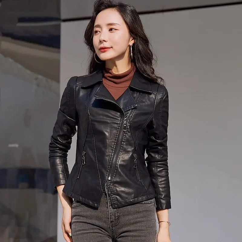 Leather Jacket Women Zipper Motorcycle Jacket Streetwear PU Leather Coat Slim Fit Short Tops Long Sleeve Black Outerwear Korean
Leather Jacket Women Zipper Motorcycle Jacket Streetwear PU Leather Coat Slim Fit Short Tops Long Sleeve Black Outerwear Korean